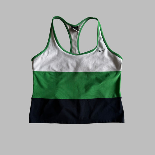 Y2K Nike Striped Racer-Back Activewear Tank - L