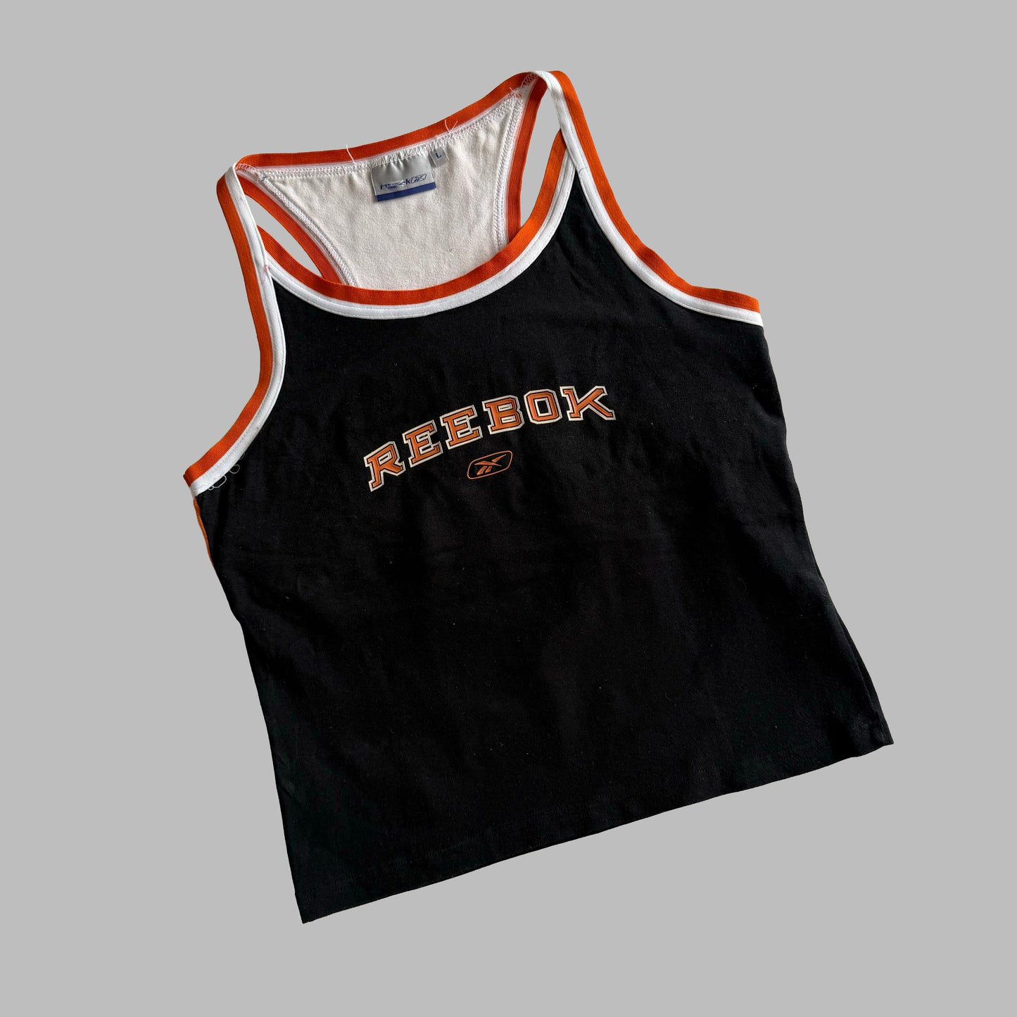 Y2K Reebok Spell Out Racerback Tank - L