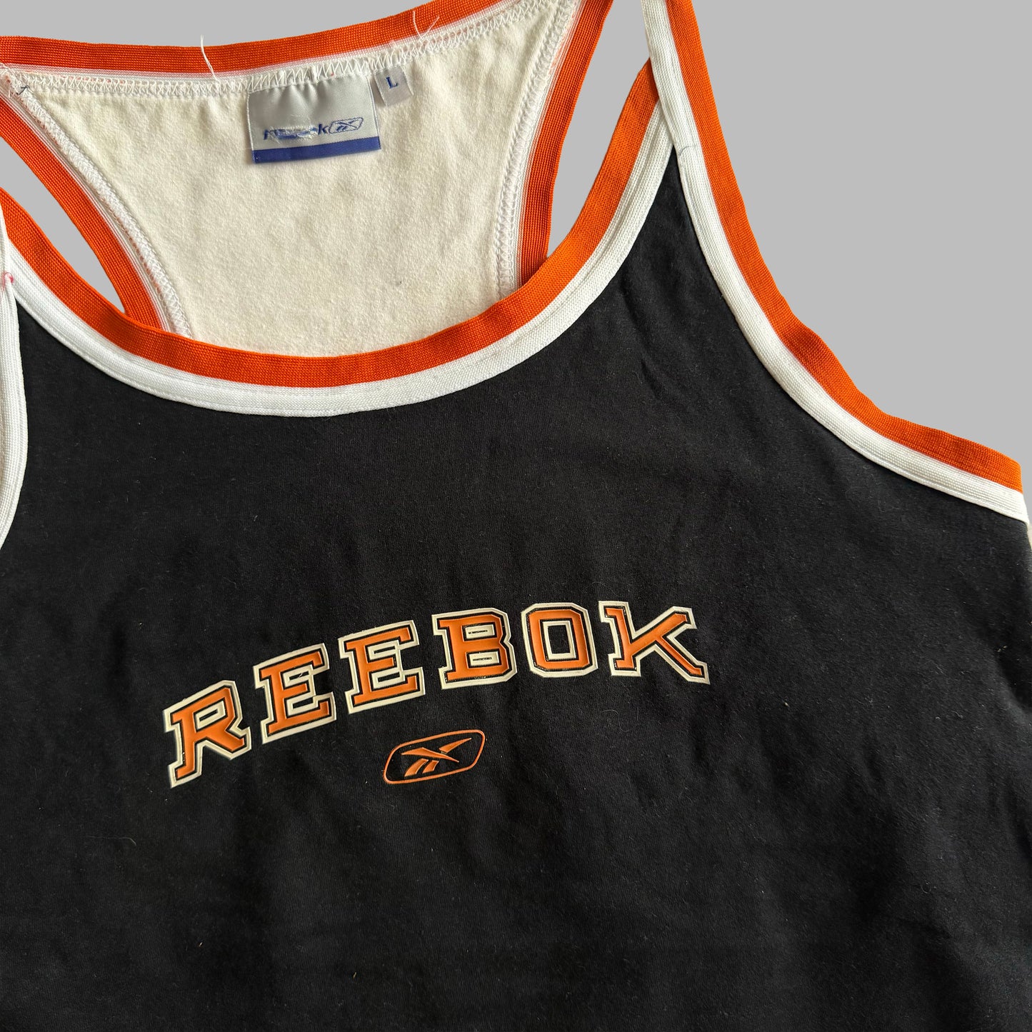 Y2K Reebok Spell Out Racerback Tank - L