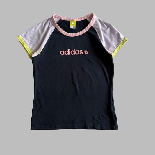 Y2K Adidas Spell Out Baby Tee - M