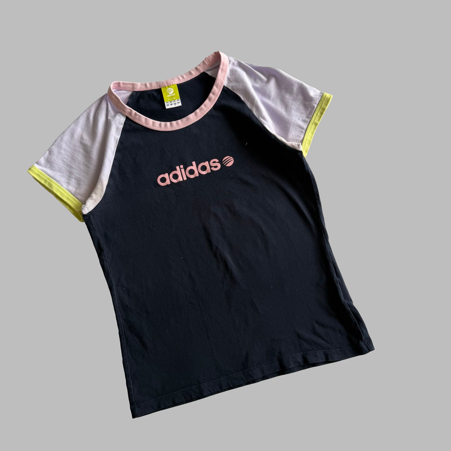 Y2K Adidas Spell Out Baby Tee - M