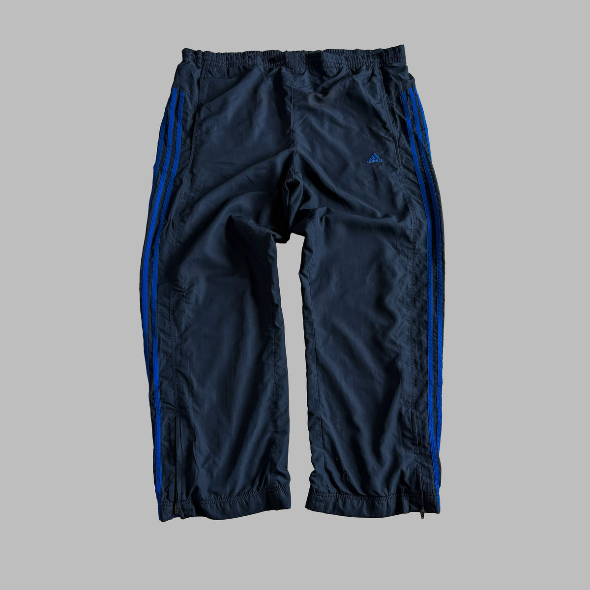 Y2K Adidas Three Stripe Wide Leg Track Pants - L