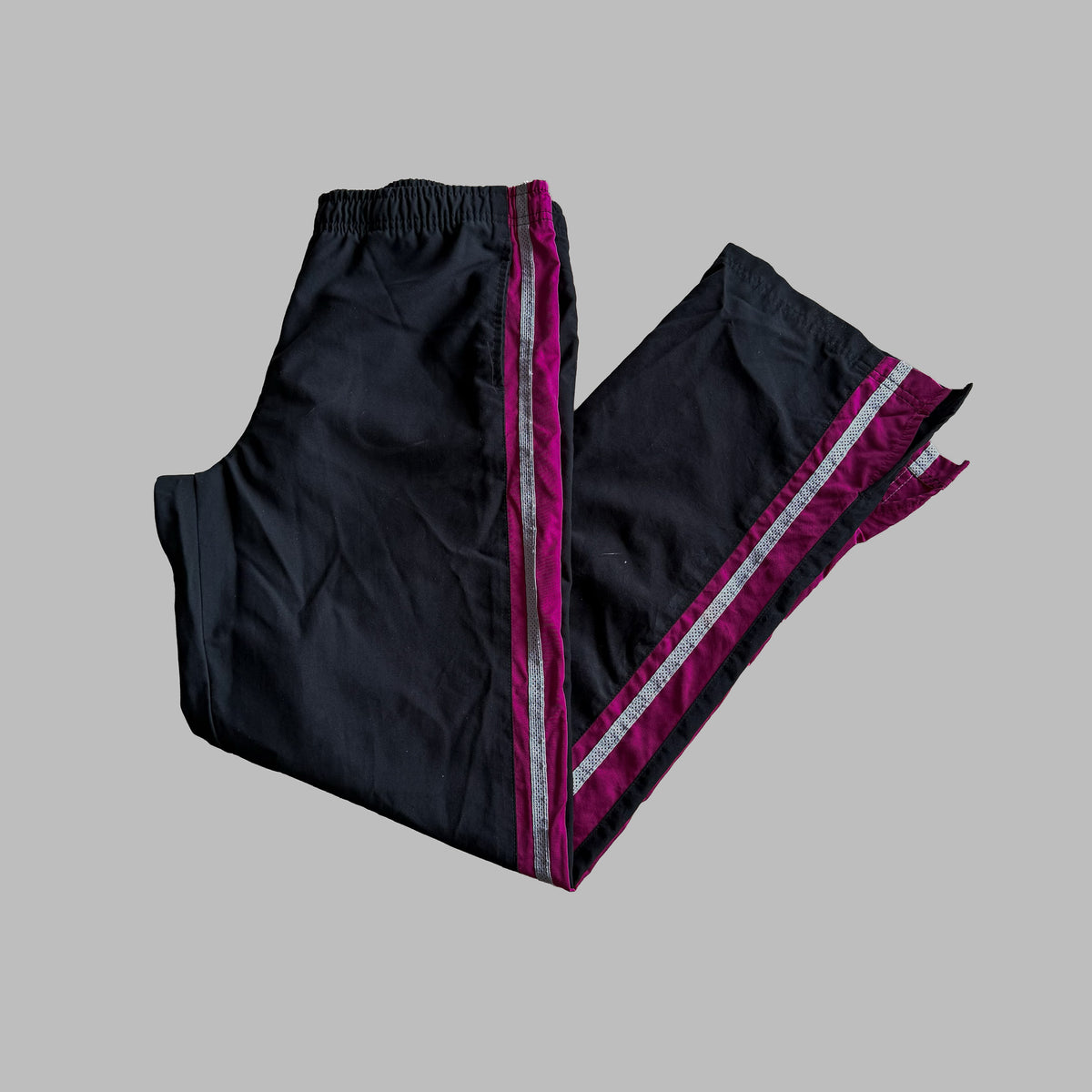 Y2K Nike Striped Wide Leg Track Pants - M