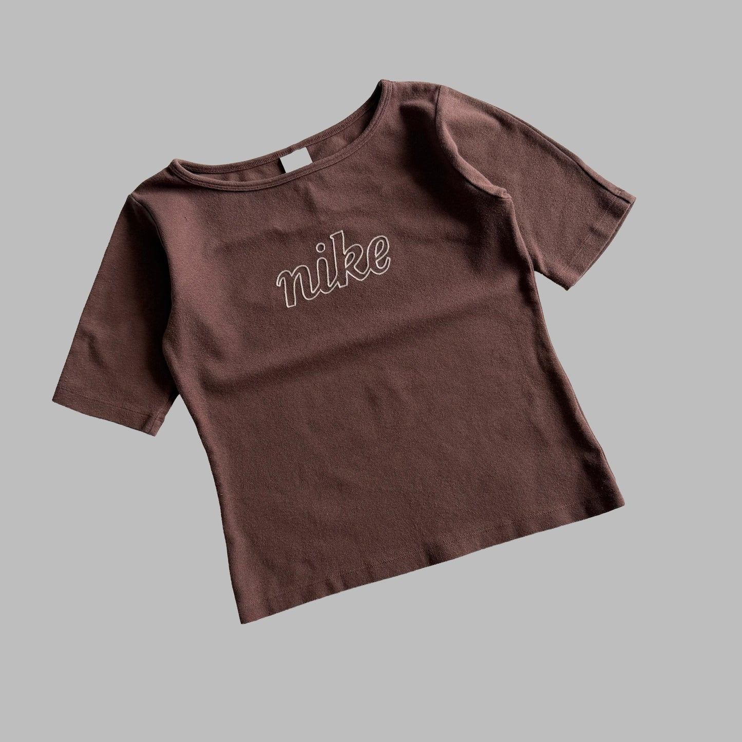 Y2K Nike Spell Out Boat Neck  Baby Tee - S/M