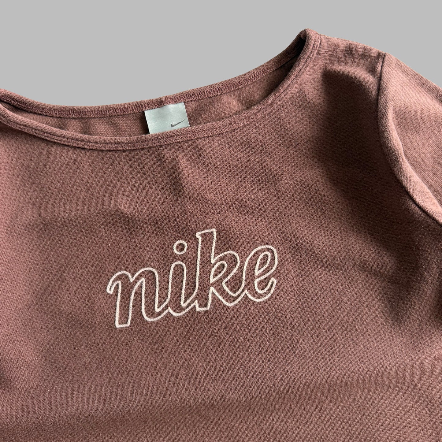 Y2K Nike Spell Out Boat Neck  Baby Tee - S/M