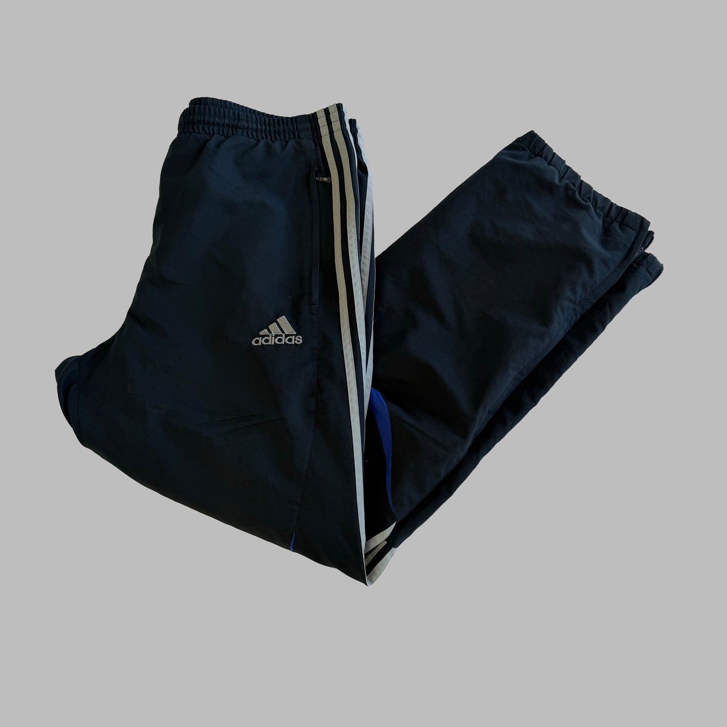Y2K Adidas Three Stripe Baggy Track Pants - L