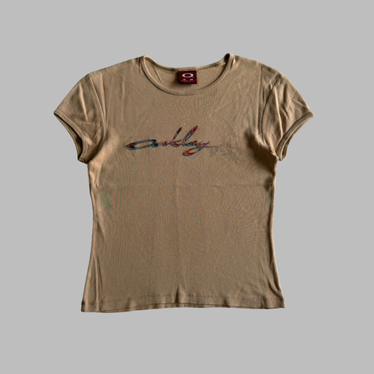 Y2K Oakley Software Spell Out Baby Tee - S/M