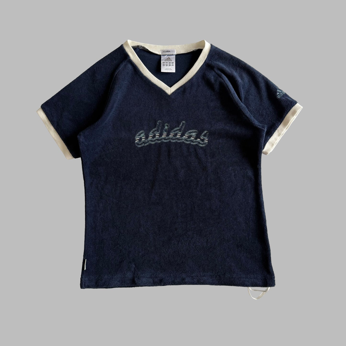 Y2K Adidas Spell Out Towel Baby Tee - S/M