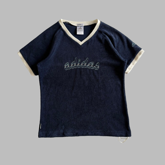 Y2K Adidas Spell Out Towel Baby Tee - S/M