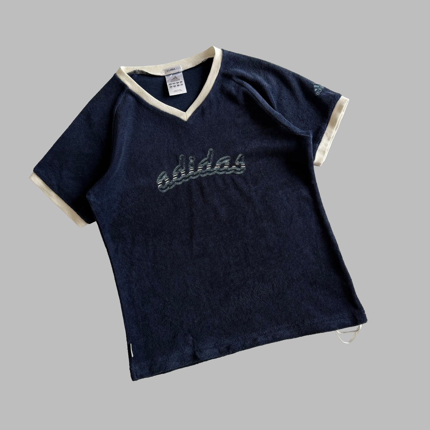 Y2K Adidas Spell Out Towel Baby Tee - S/M