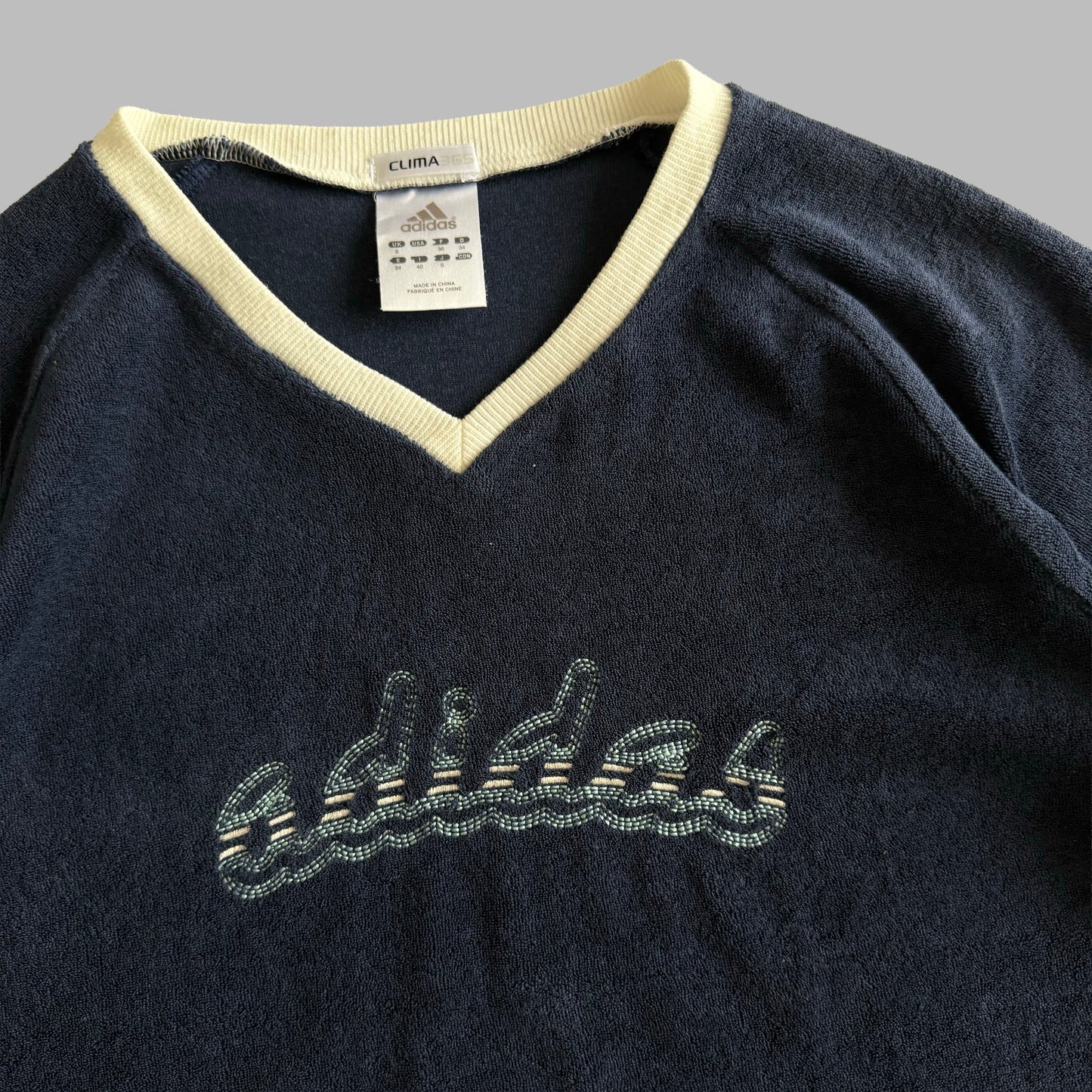 Y2K Adidas Spell Out Towel Baby Tee - S/M