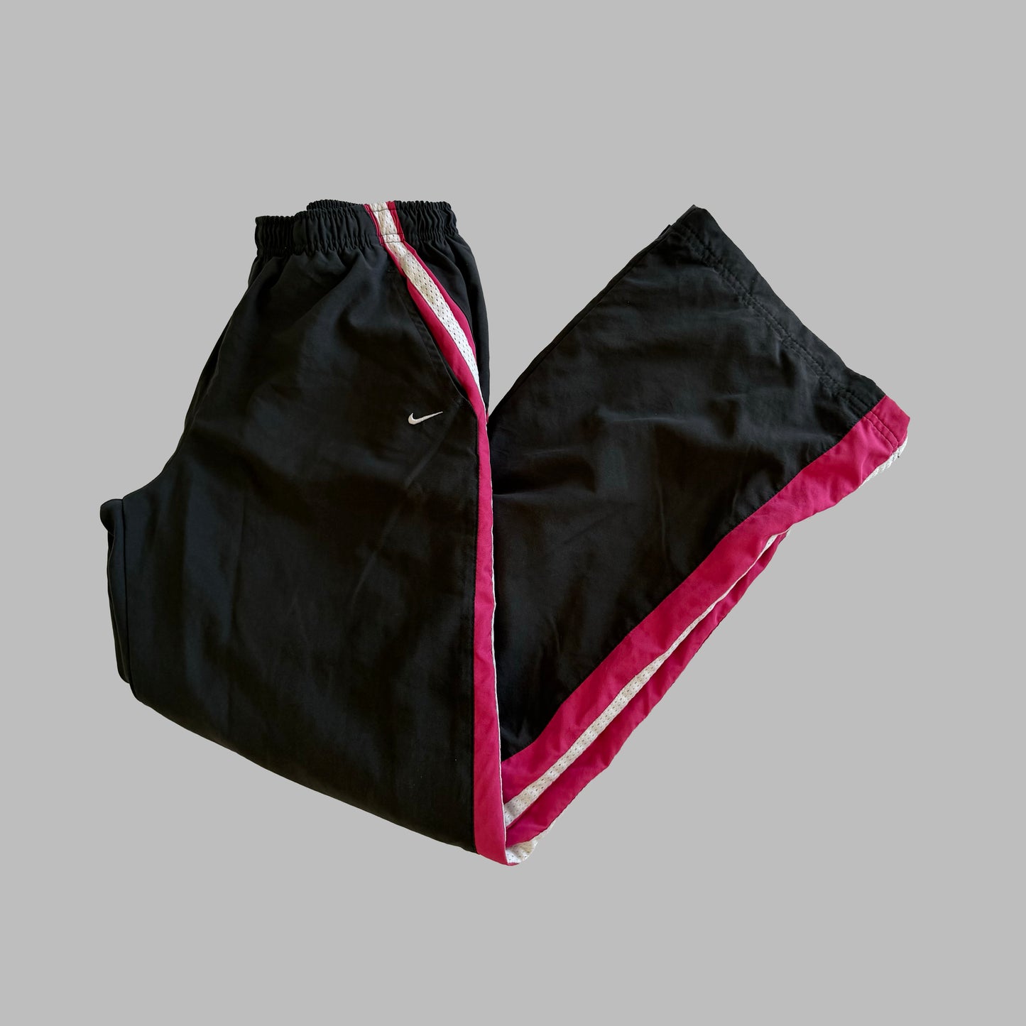 Y2K Nike Striped Baggy Track Pants - S
