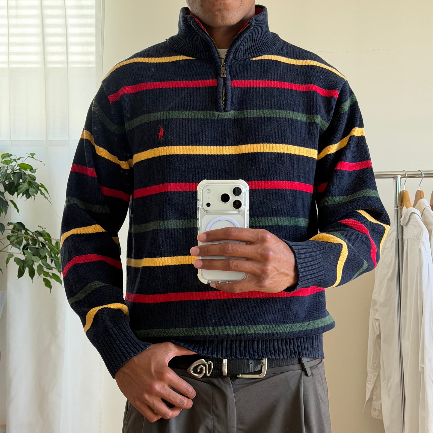 Ralph Lauren Striped Quarter Zip - Large