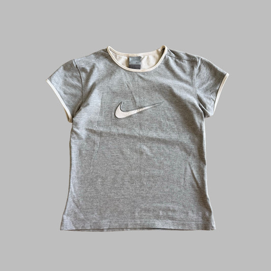 Y2K Nike Centre Swoosh Ringer Baby Tee - M