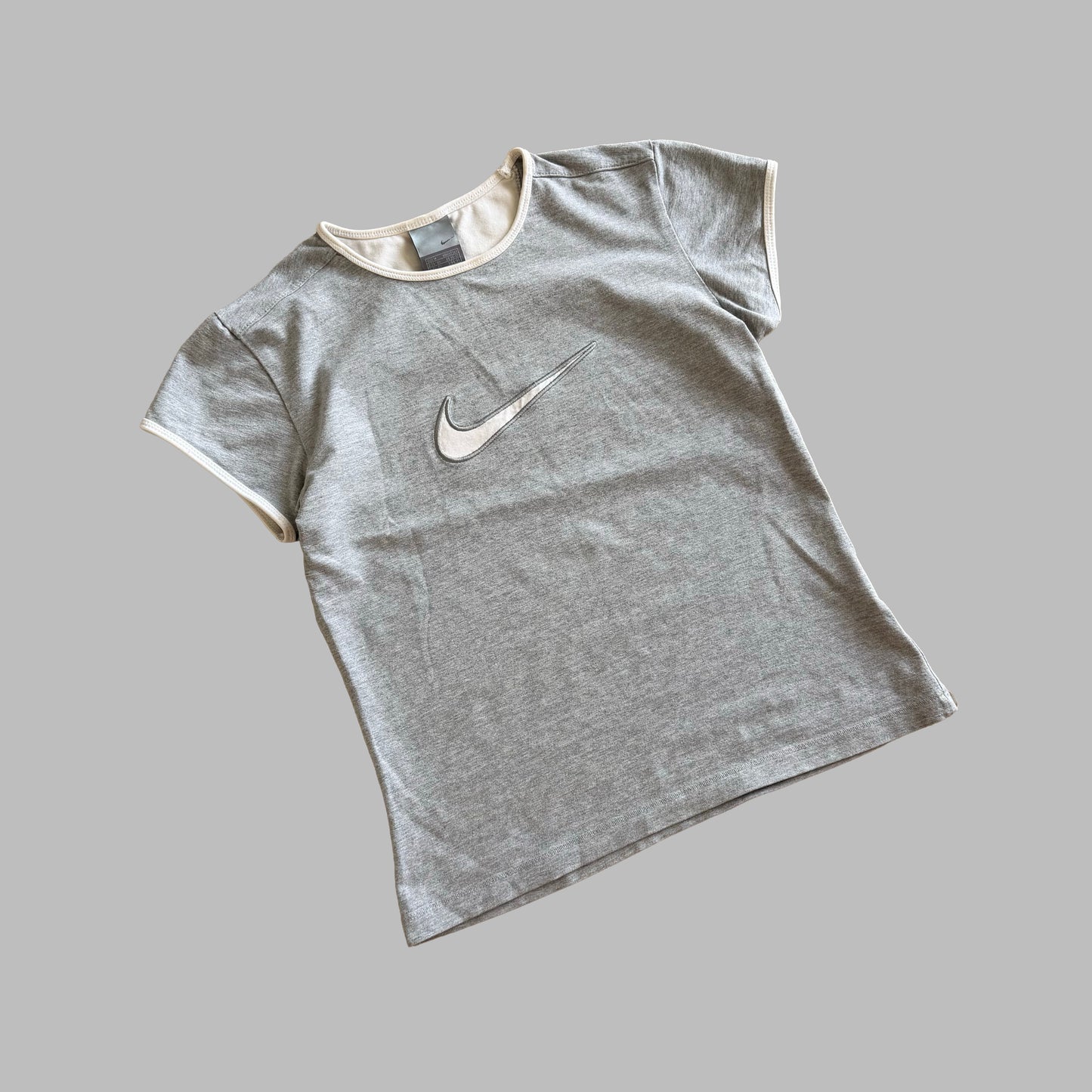 Y2K Nike Centre Swoosh Ringer Baby Tee - M