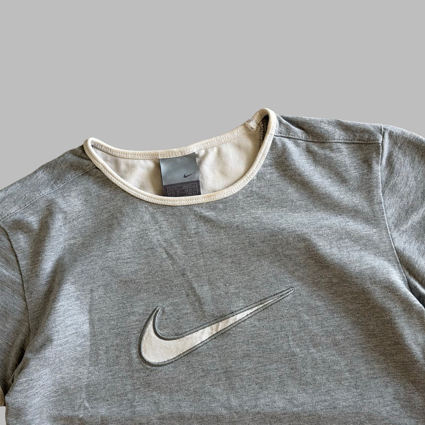Y2K Nike Centre Swoosh Ringer Baby Tee - M