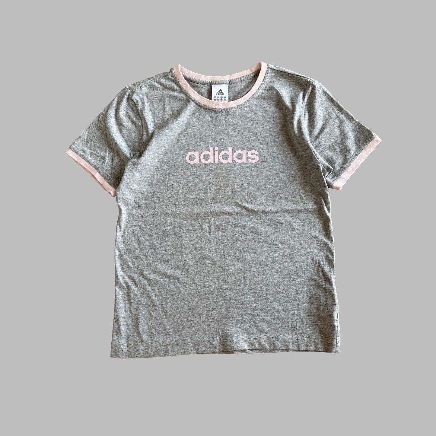 Y2K Adidas Spell Out Ringer Tee - S