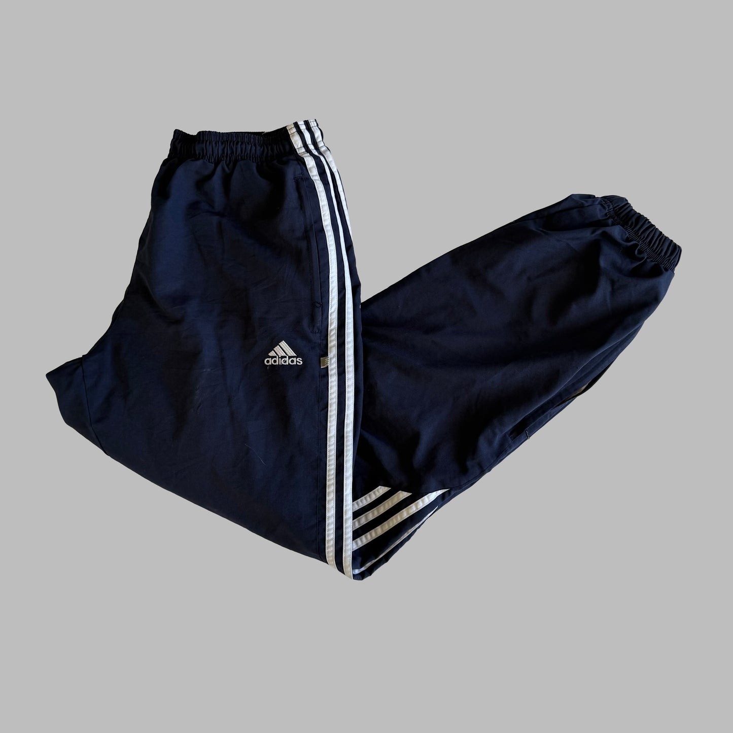 Y2K Adidas Three Stripe Parachute Track Pants - L