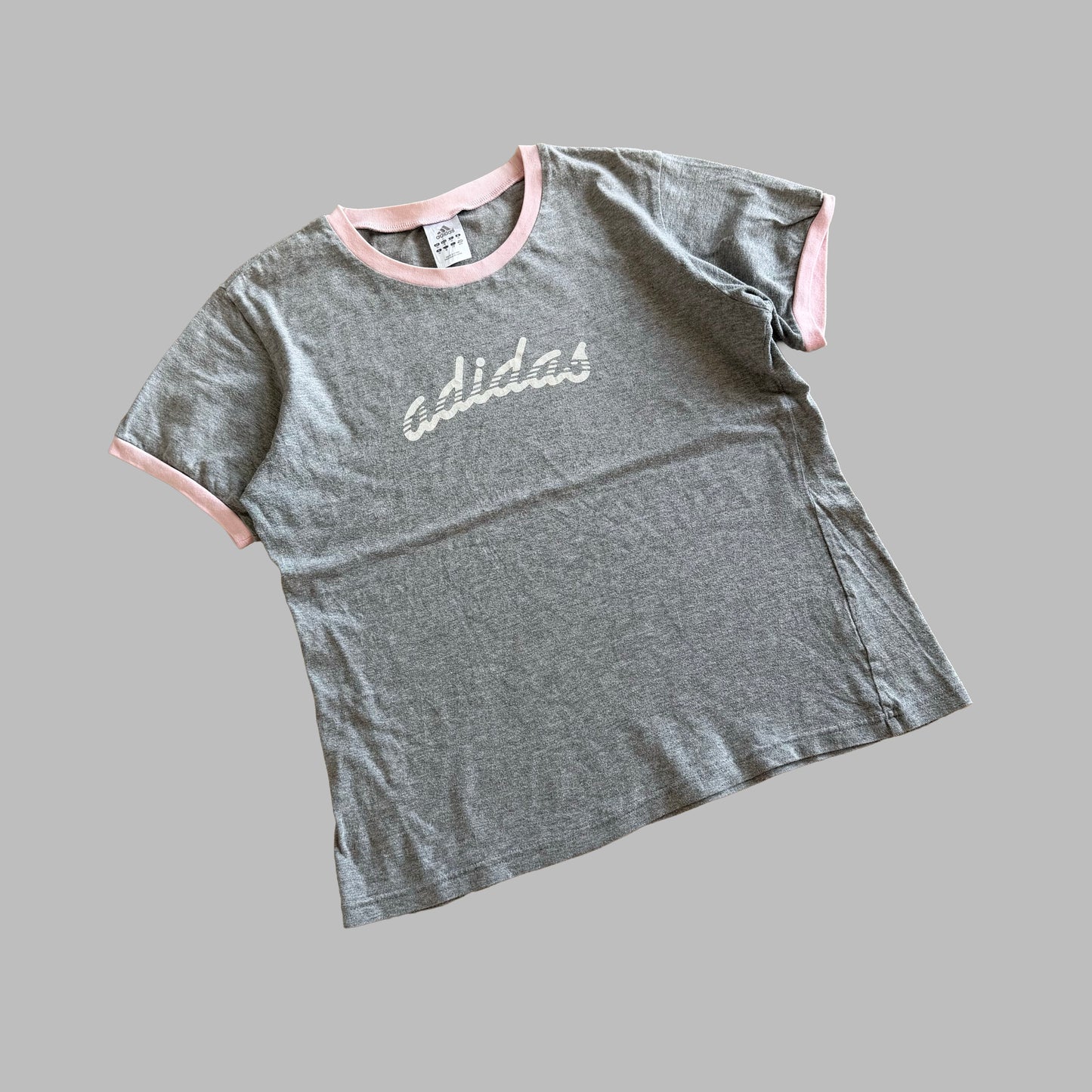 Y2K Adidas Spell Out Ringer Tee - M