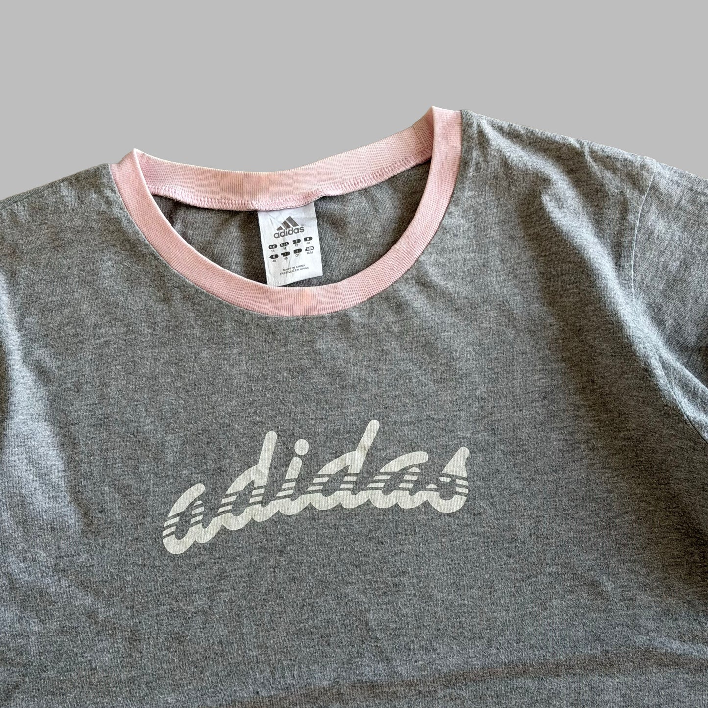 Y2K Adidas Spell Out Ringer Tee - M