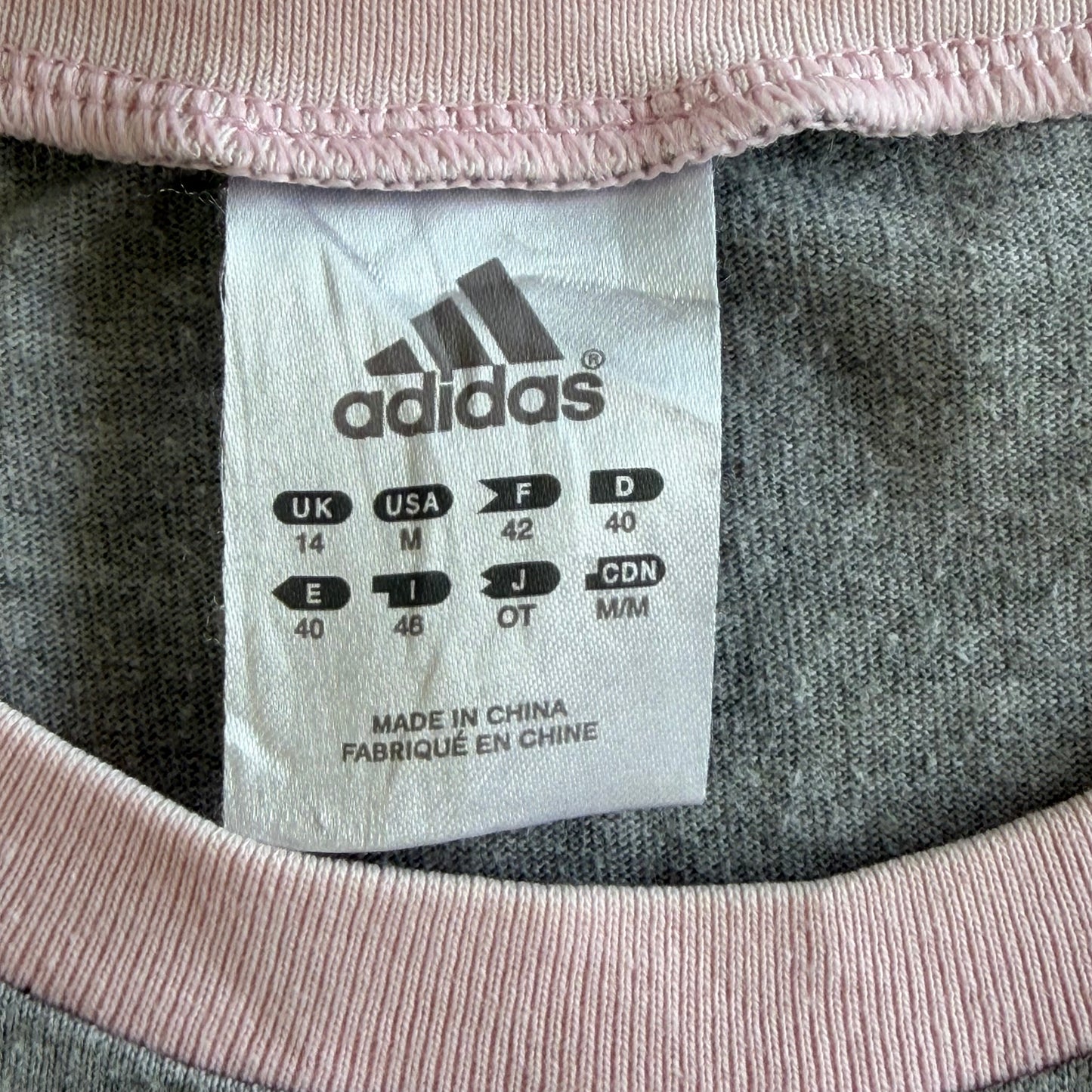 Y2K Adidas Spell Out Ringer Tee - M