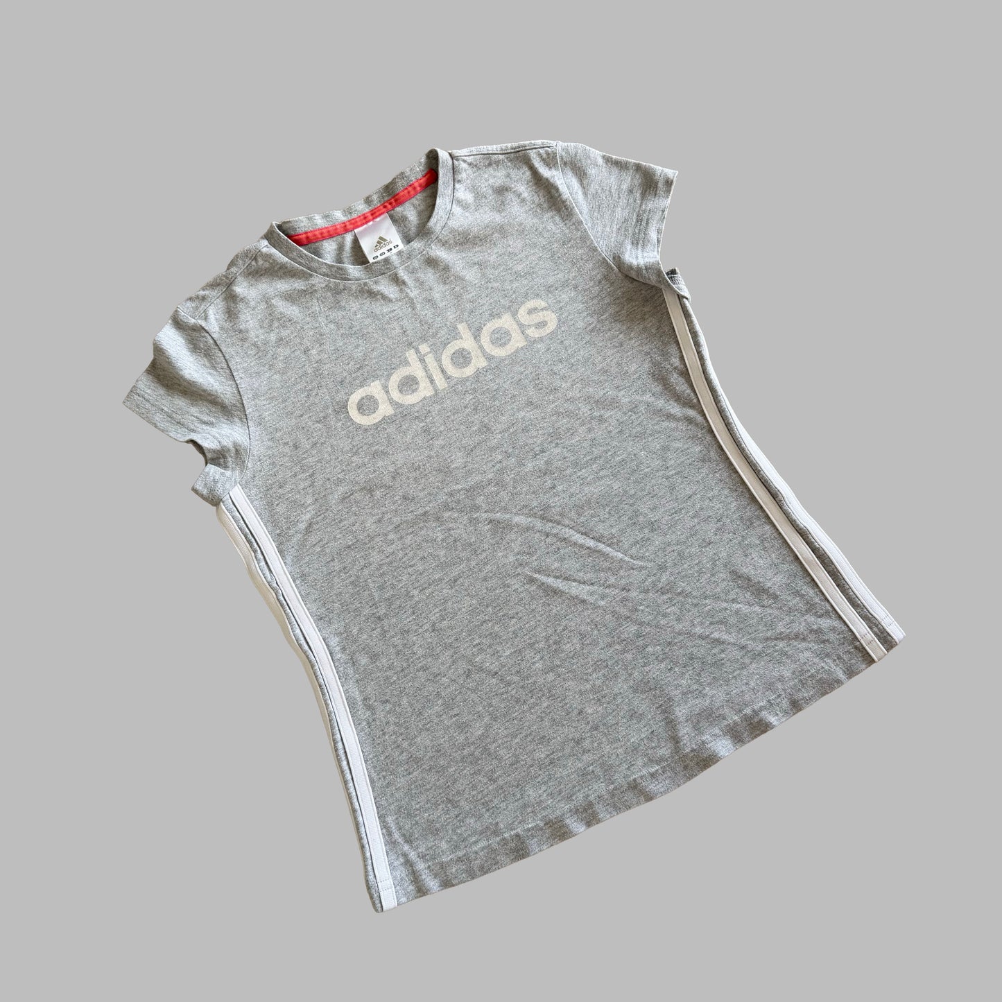 Y2K Adidas Spell Out Three Stripe Baby Tee - S