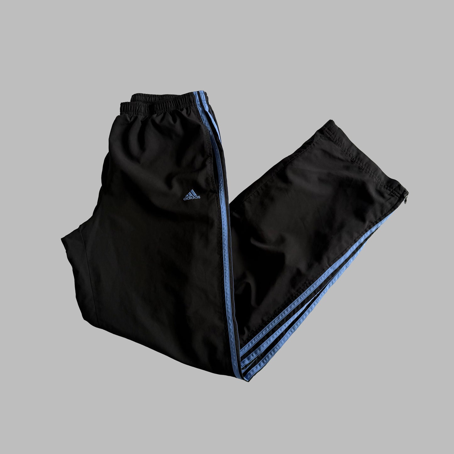 Y2K Adidas Wide Leg Three Stripe Track Pants - L