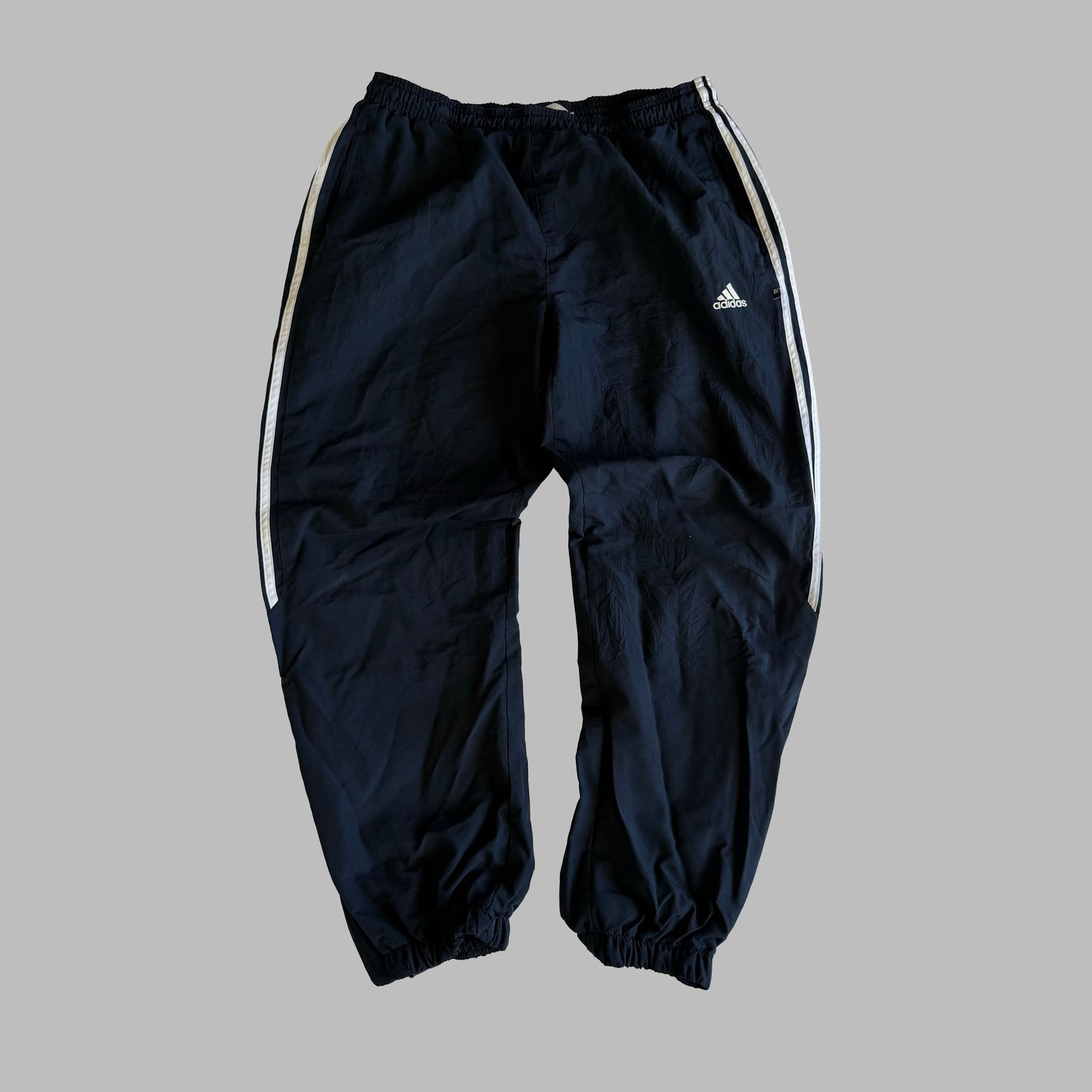 Y2K Adidas Three Stripe Parachute Track Pants - M