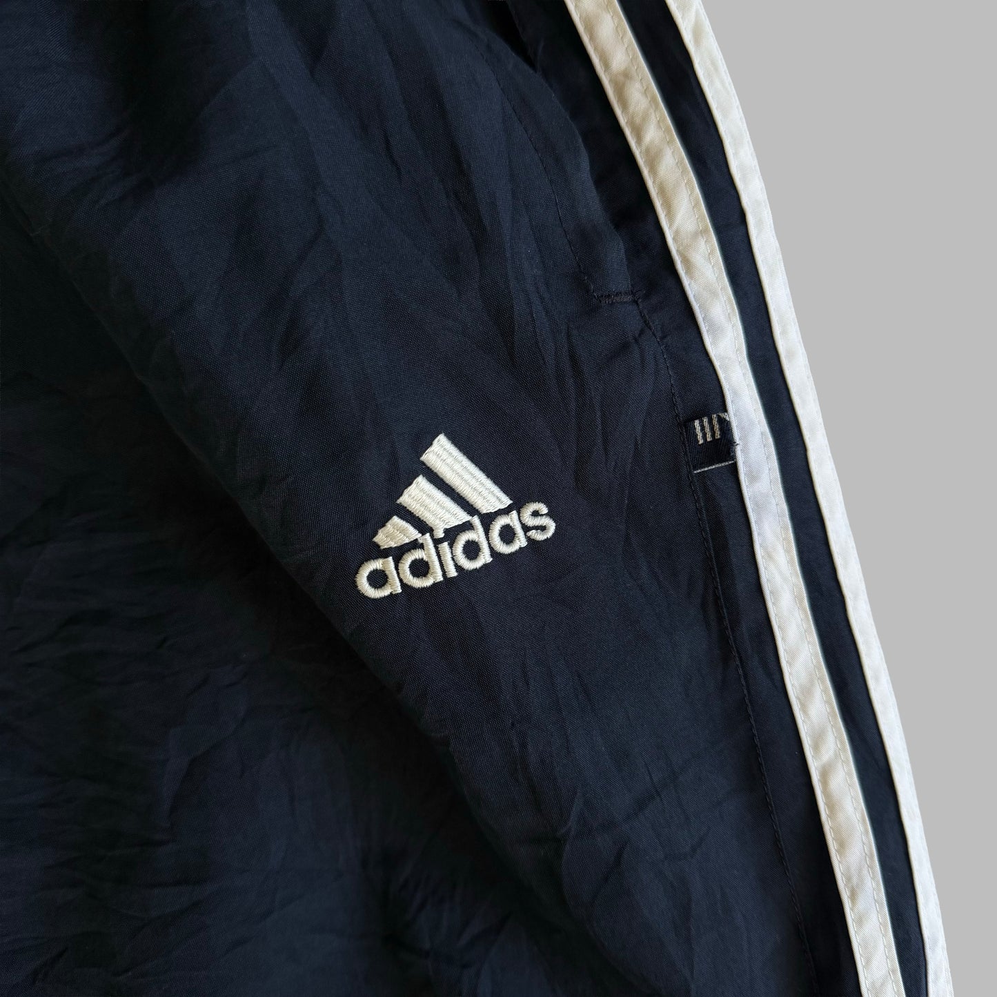 Y2K Adidas Three Stripe Parachute Track Pants - M