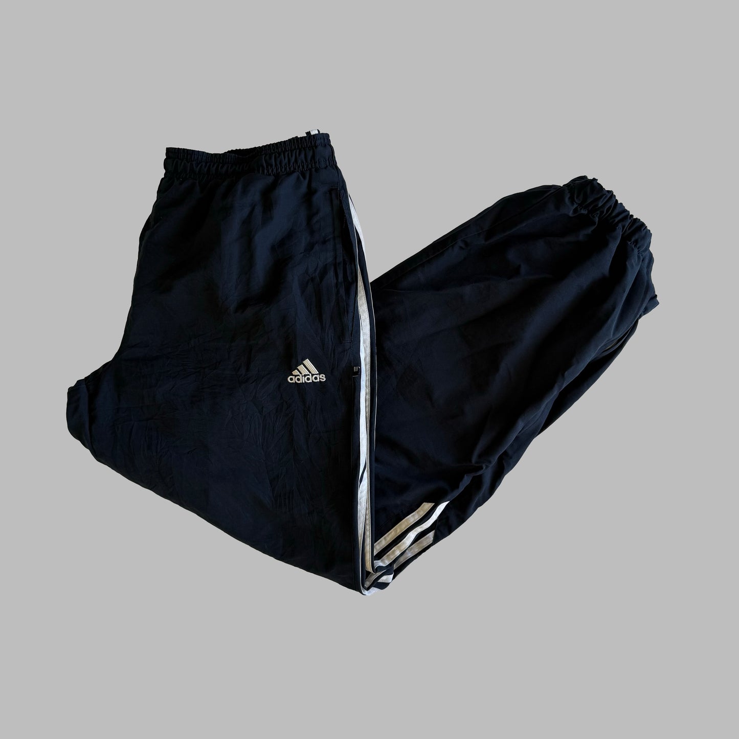 Y2K Adidas Three Stripe Parachute Track Pants - M