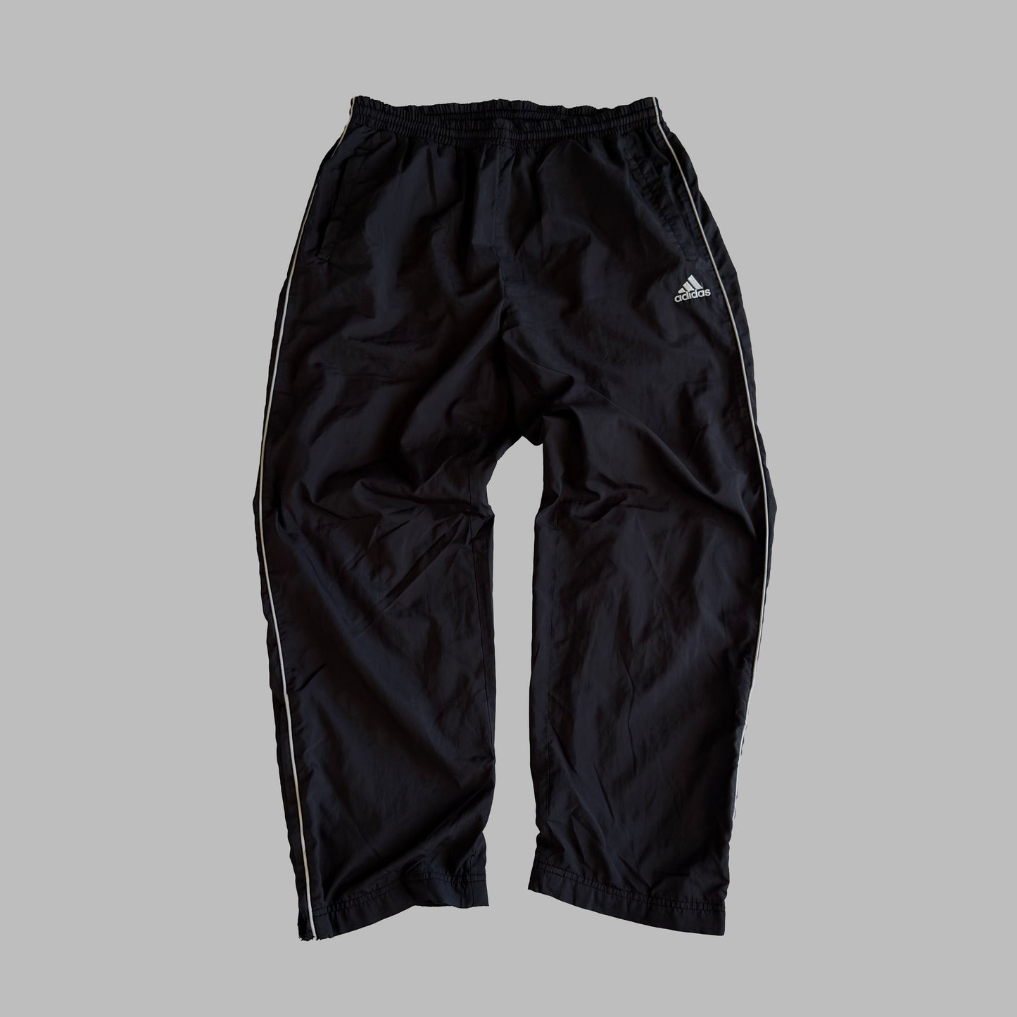Y2K Adidas Striped Wide Leg Track Pants - L