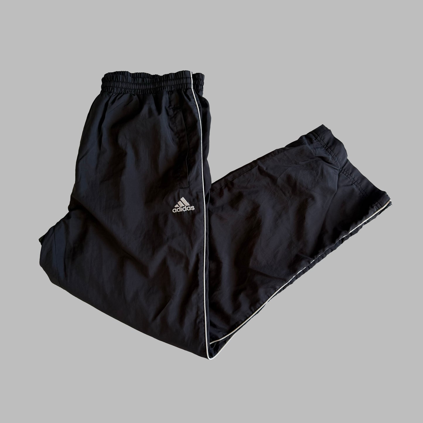 Y2K Adidas Striped Wide Leg Track Pants - L