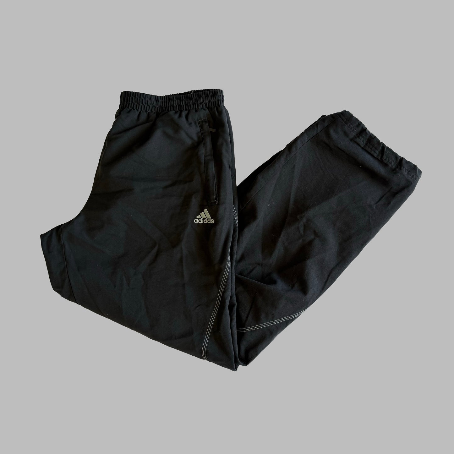 Y2K Adidas Embroidered Baggy Track Pants - L