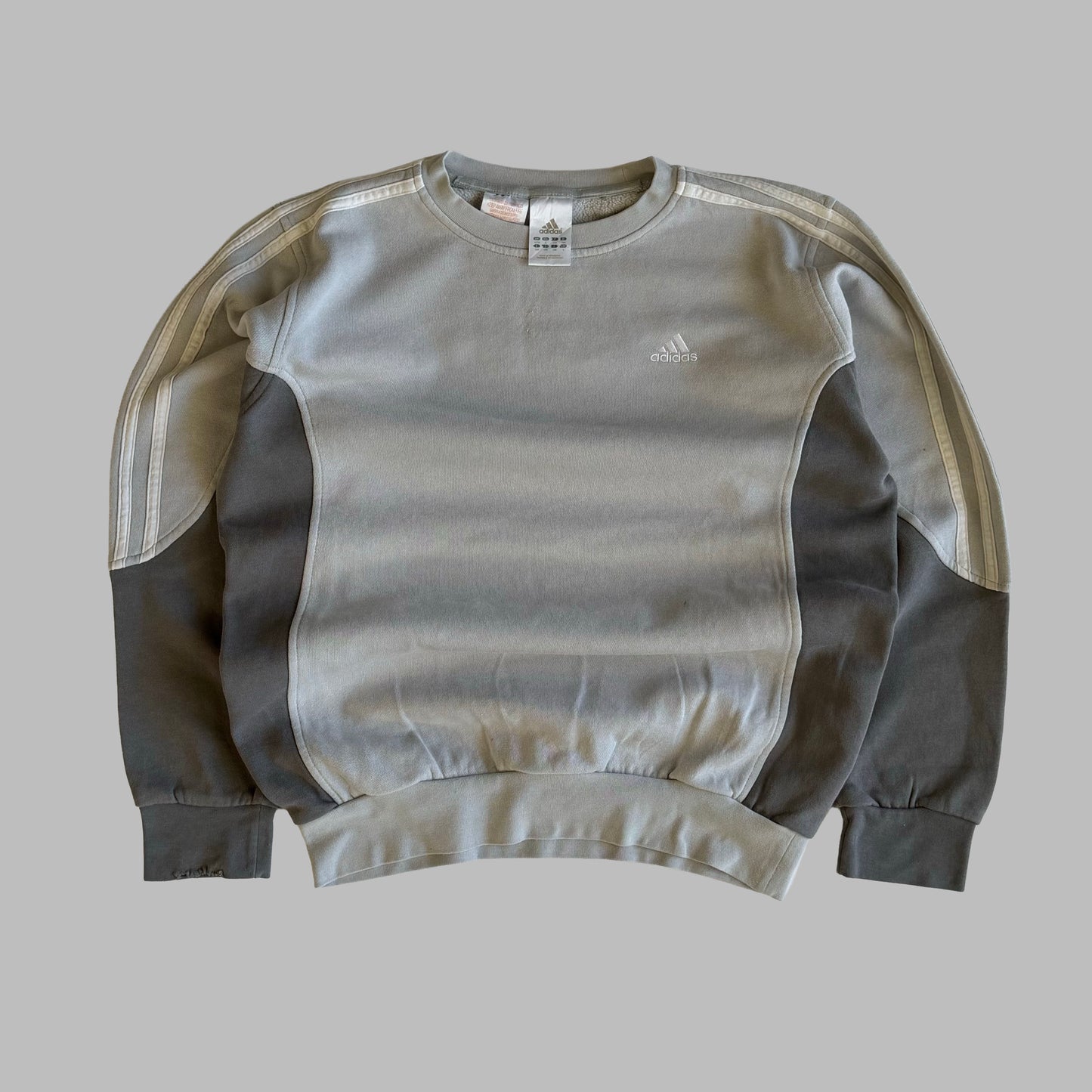 Y2K Adidas Three Stripe Panelled Sweatshirt - XS