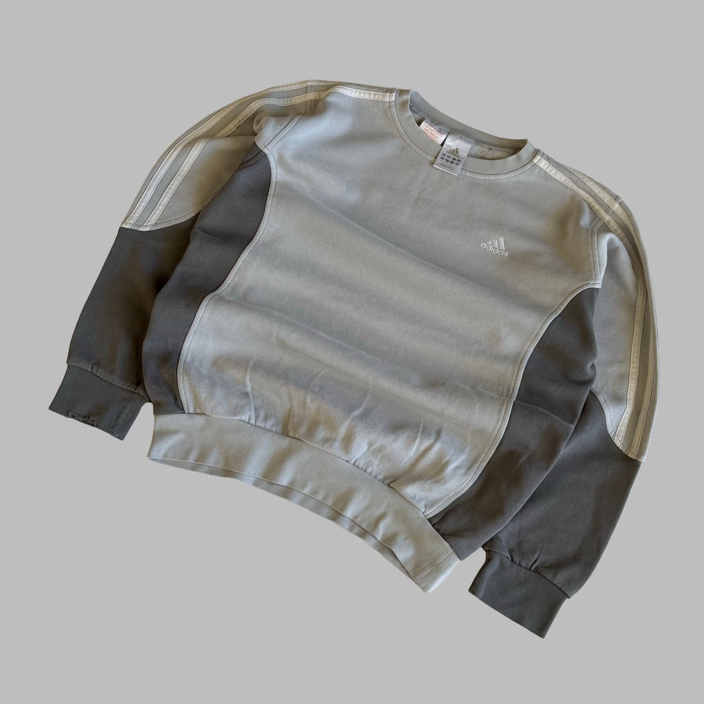 Y2K Adidas Three Stripe Panelled Sweatshirt - XS