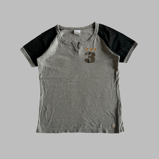 Y2K Adidas Embroidered Split Neck Baby Tee - M/L