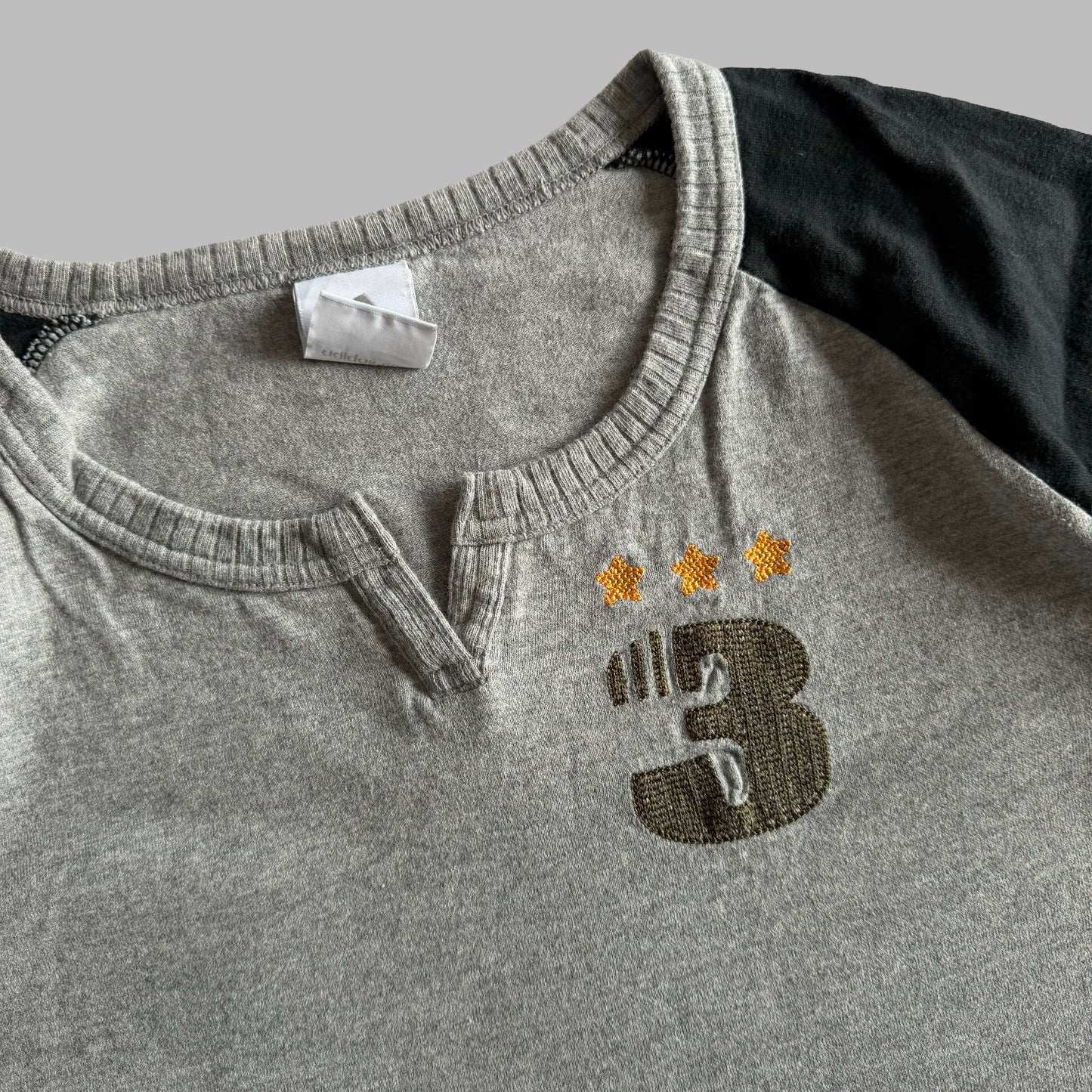 Y2K Adidas Embroidered Split Neck Baby Tee - M/L