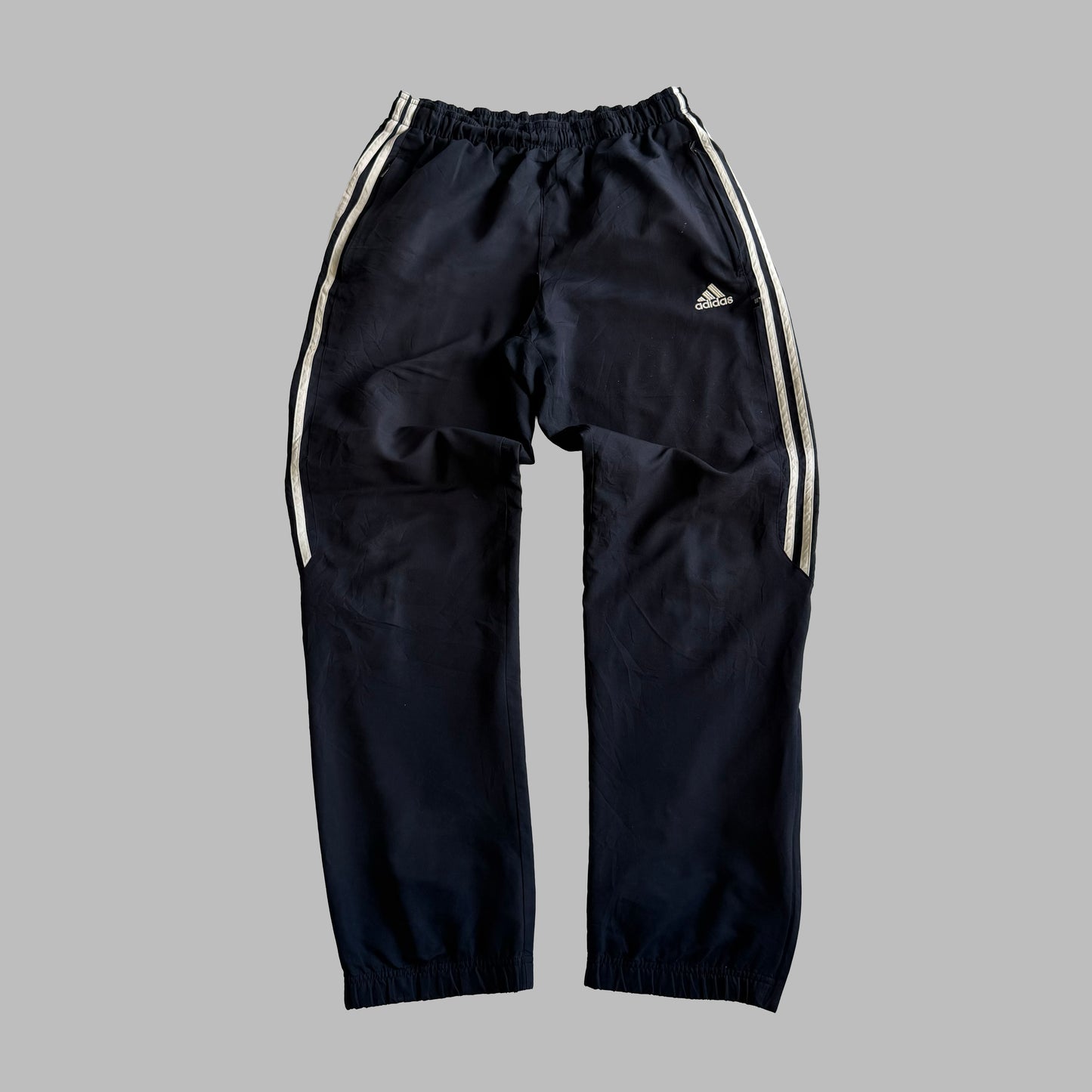 Y2K Adidas Three Stripe Baggy Track Pants - S