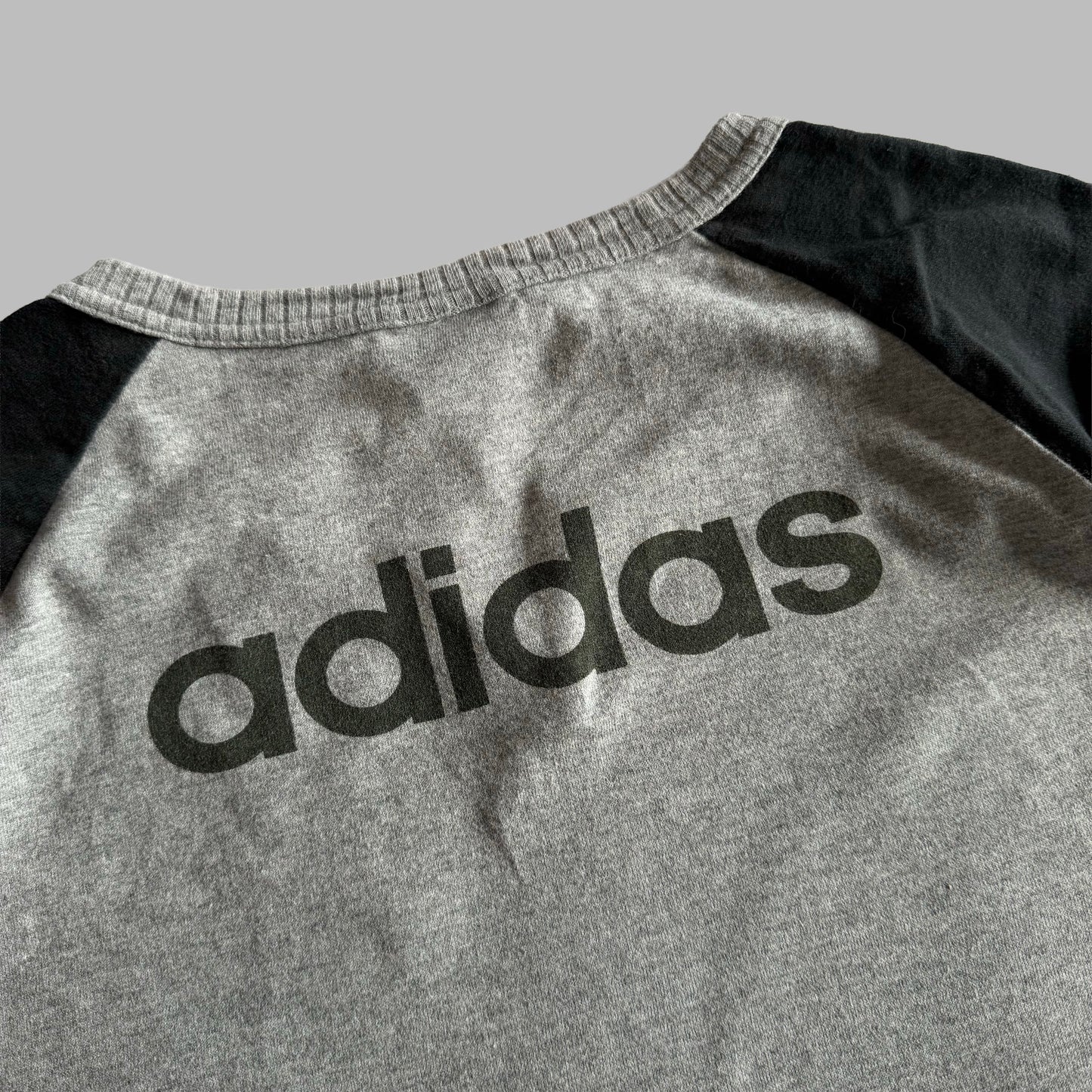 Y2K Adidas Embroidered Split Neck Baby Tee - M/L