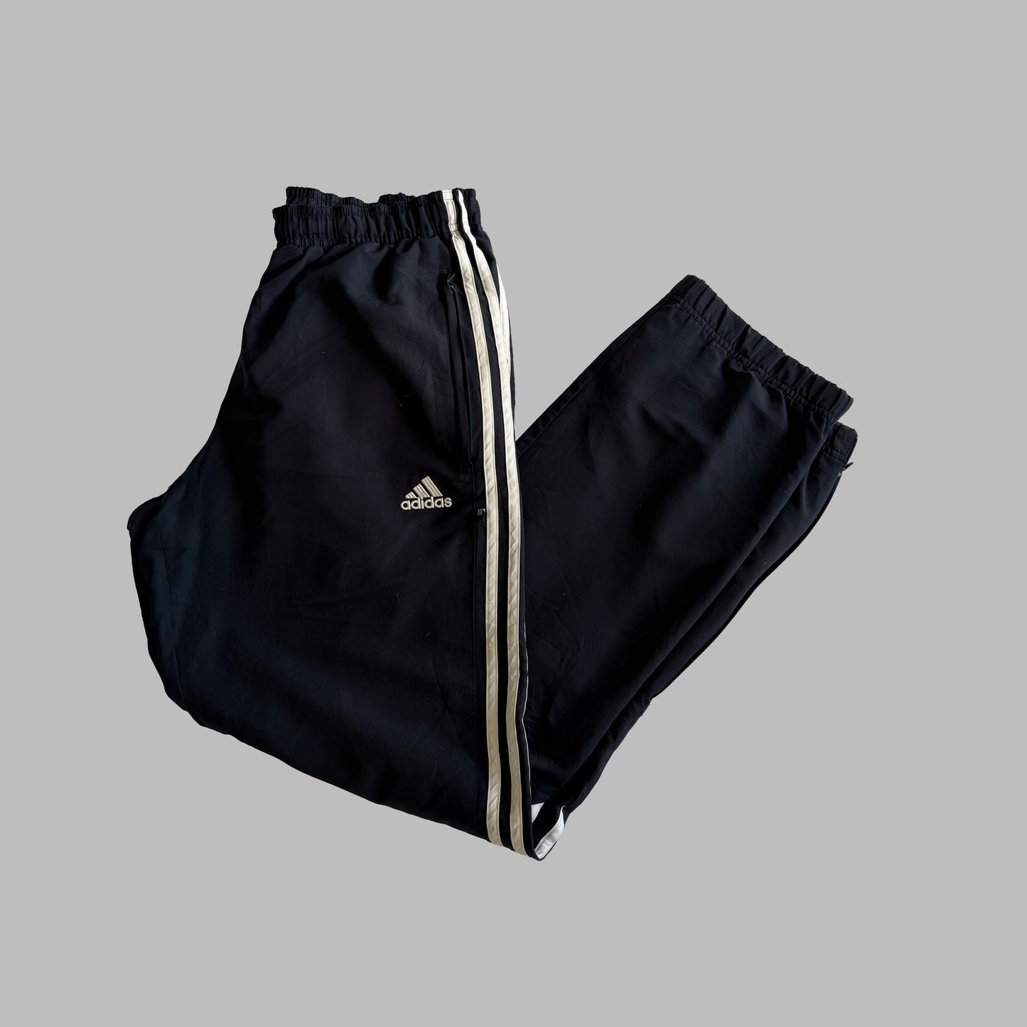 Y2K Adidas Three Stripe Baggy Track Pants - S