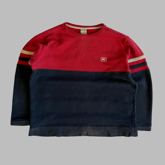 Y2K Nike Striped Heavyweight Pull Over - M