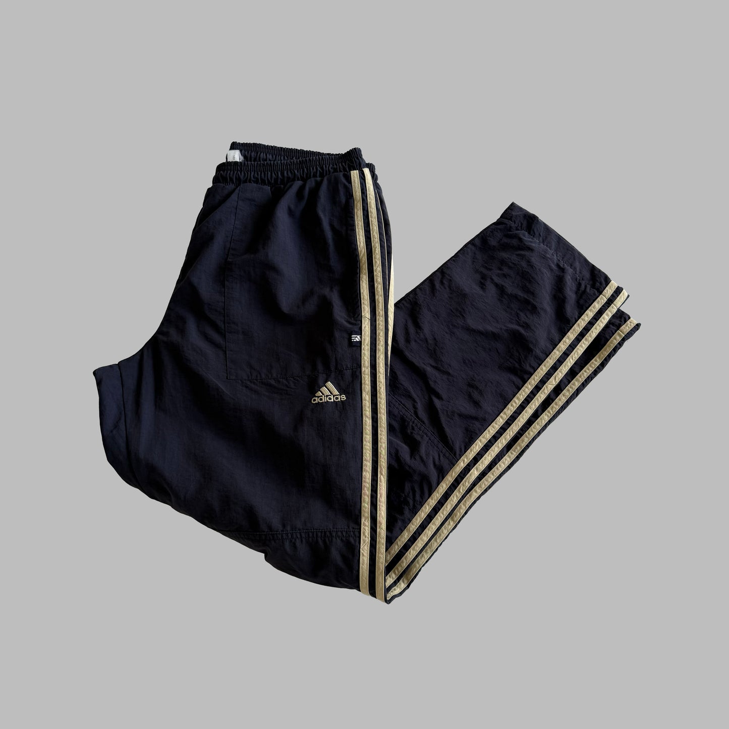 90s Adidas Three Stripe Baggy Track Pants - L