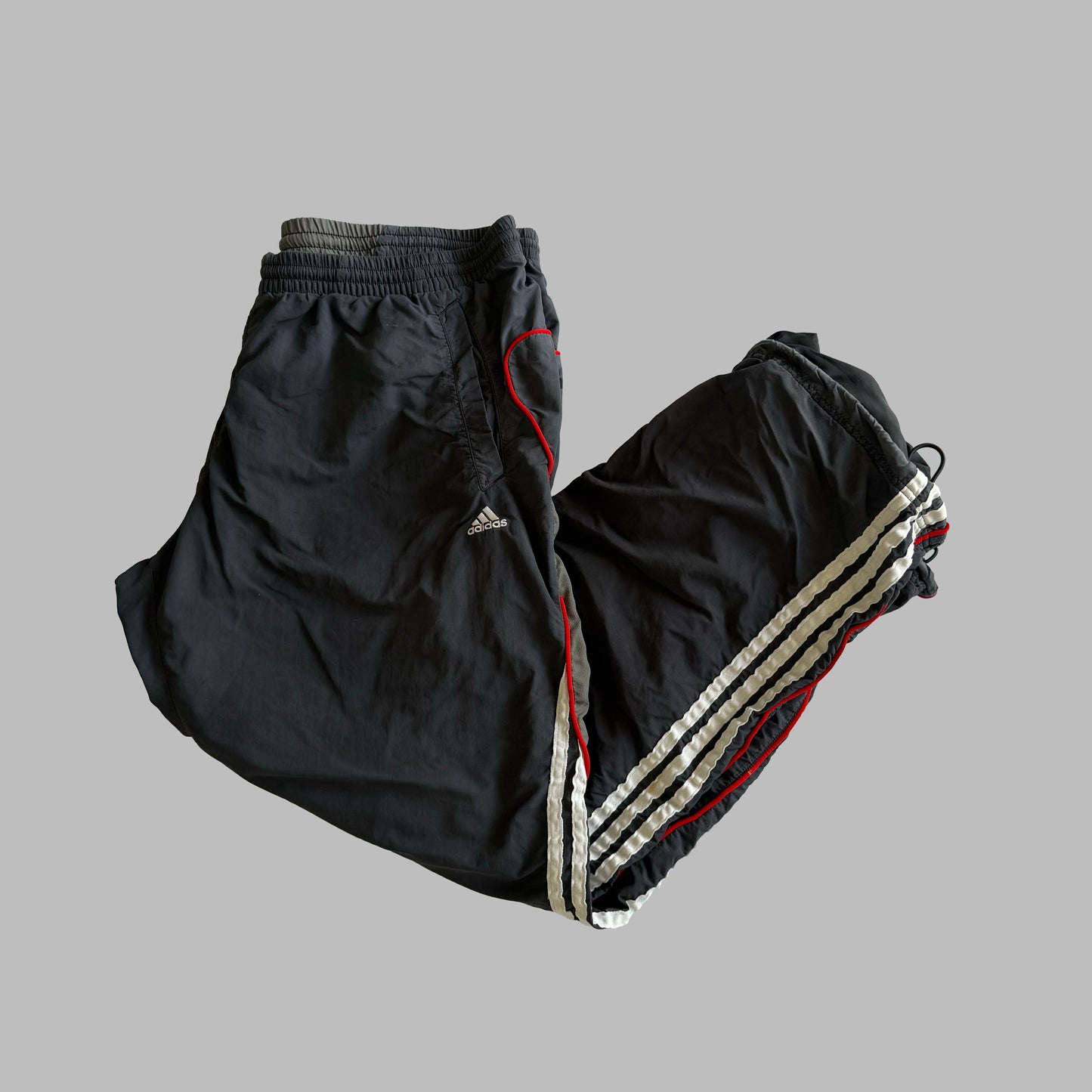 Y2K Adidas Three Stripe Baggy Track Pants - L