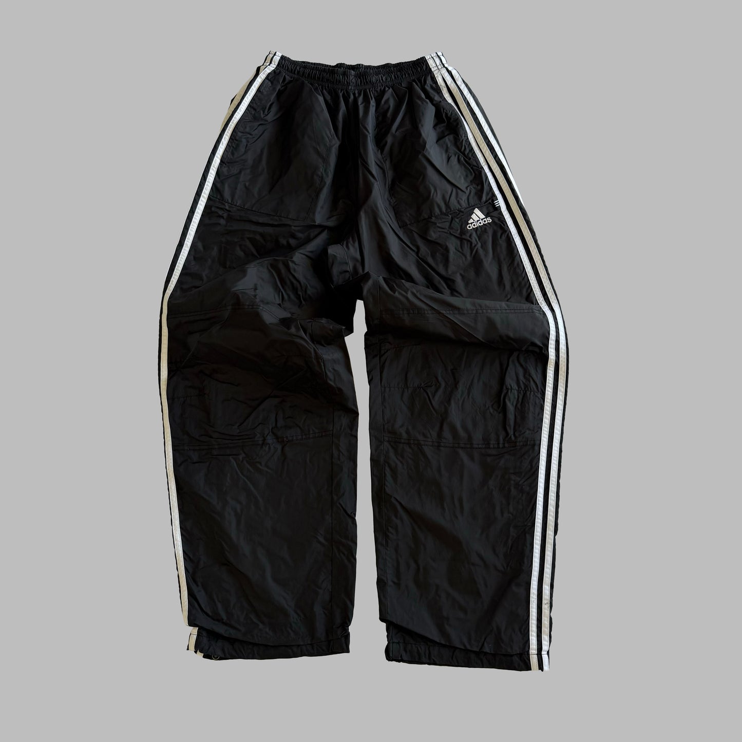90s Adidas Three Stripe Wide Leg Track Pants - S