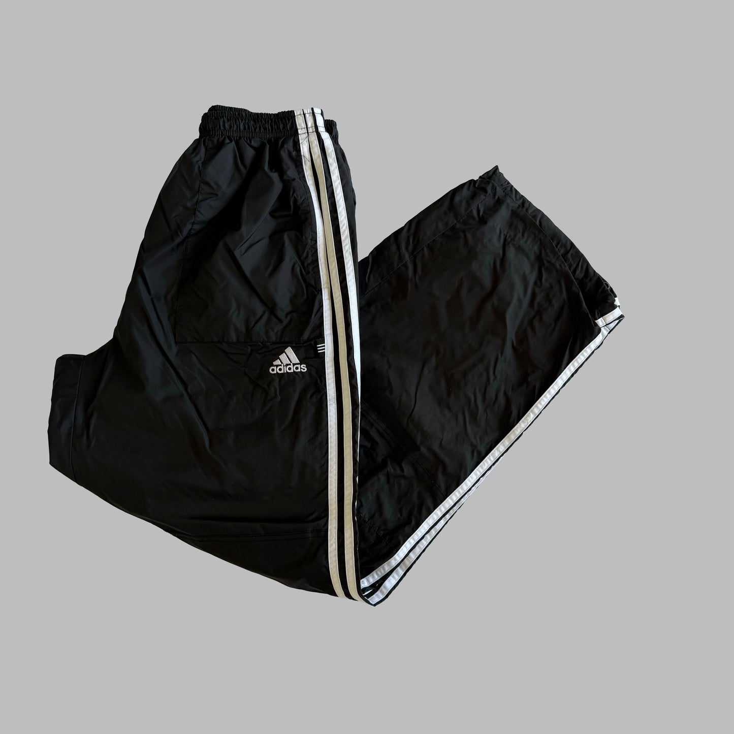 90s Adidas Three Stripe Wide Leg Track Pants - S