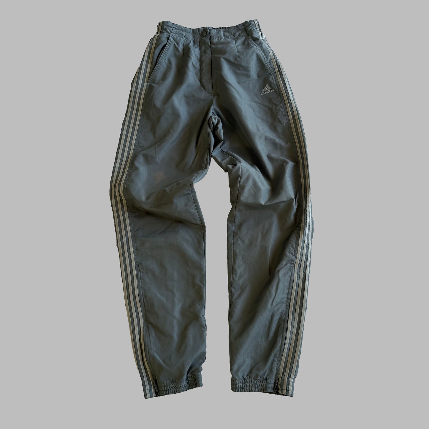 Y2K Adidas Three Stripe Baggy Track Pants - XXS