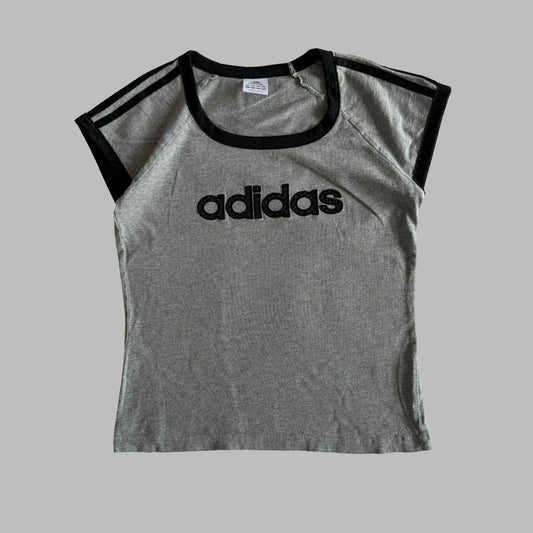 Y2K Adidas Spell Out Baby Tee - S/M