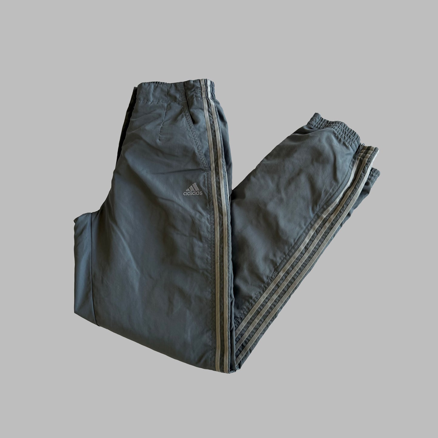 Y2K Adidas Three Stripe Baggy Track Pants - XXS