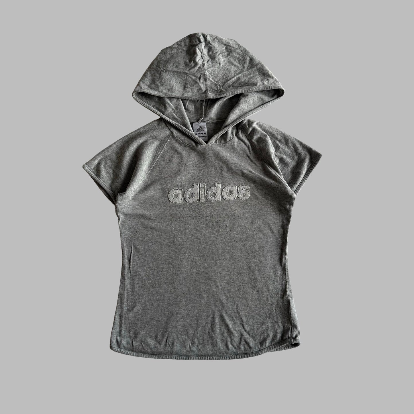 Y2K Adidas Spell Out Hooded Tee - S/M