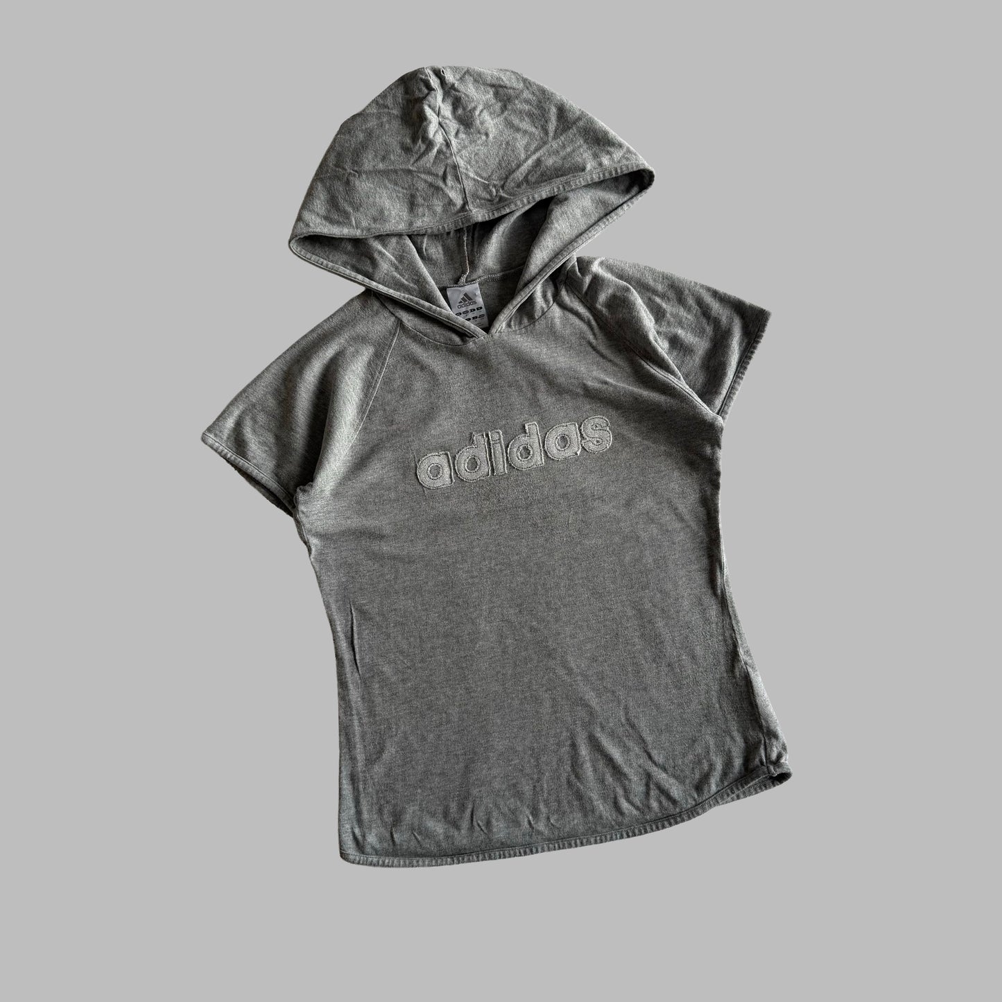 Y2K Adidas Spell Out Hooded Tee - S/M